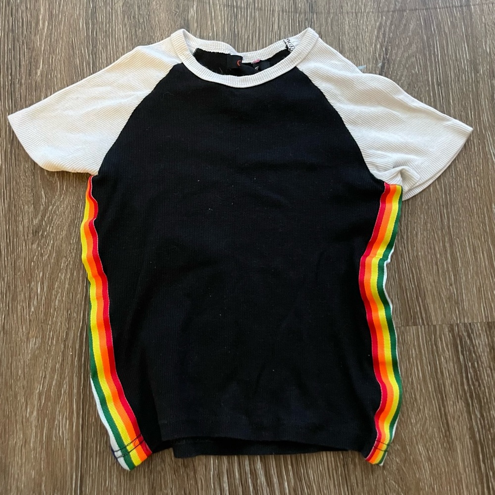 Boutique rainbow ringer baby tee